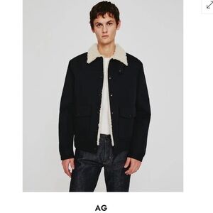 Ag Adriano Goldschmied Black Shearling Lined Jacket